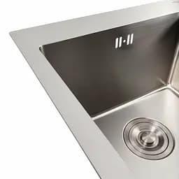 Кухонна мийка 78x48 нержавійка на дві чаші Platinum Handmade (круглий сифон, 3.0/0.8), Нержавіюча сталь - мініатюра 4