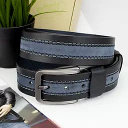 Ремень мужской кожаный батал 145 см SF-405 XXL под джинсы синий