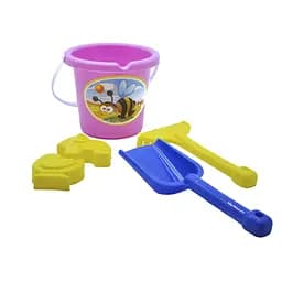 Пісочний набір Полька Максимус, відро, граблі, лопатка, 2 паски