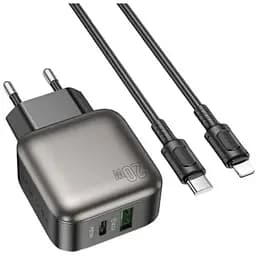 МЗП Borofone BAS54A Absolute PD20W+QC3.0 (1USB-A/1C) + кабель Type-C to Lightning Black
