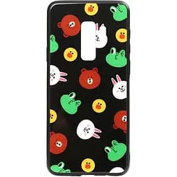 Чохол-накладка Toto Cartoon Print Glass Case Samsung Galaxy S9+ Line friends Black