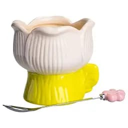 Чаша порцелянова для морозива у формі тюльпана з ложкою 300 мл, жовтий Yiwu FM-42BE