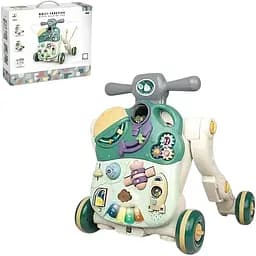 Дитяча каталка-ходунки 2 в 1 з піаніно, підсвіткою та ігровим столиком, зеленого кольору