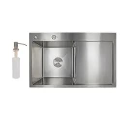 Кухонная мойка интегрированная Lidz Handmade H7849R крыло справа (LDH7849BRUR45591) Brushed Steel 3,0/1,0 мм, Нержавеющая сталь