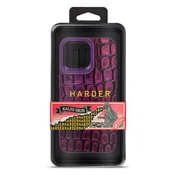 Кожаный чехол для Apple iPhone 15 Pro Max, Harder Kaiju Skin, фиолетовый, термополиуретан ТПУ + экокожа с эффектом текстуры монстра, панель, защита корпуса, противоударный, микрофибра, рамка вокруг камеры, защита всего корпуса, (ARM76848) - мініатюра 3