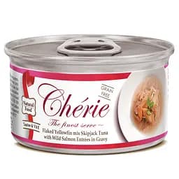 Вологий корм для котів Cherie Signature Gravy Mix Tuna&Wild Salmon, зі шматочками тунця та лосося у соусі, 80 г (CHS14302)