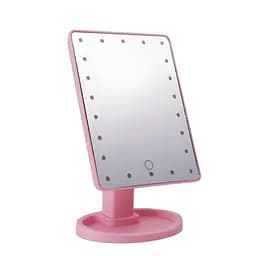 Настольное зеркало с подсветкой розовое, косметическое зеркало 16 LED MIRROR 21,5x17 см WH-085
