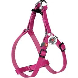 Шлея для собак мини-пород и котов Waudog Classic, кожаная, с QR паспортом, пластиковый фастекс, XS, 28-40х1 см, розовая