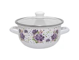 Кастрюля эмалированная Infinity Rose, со стеклянной крышкой, 20 см, 2,9 л, белый (6588750)