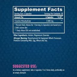Креатин моногідрат Haya Labs Creatine Monohydrate Sports 500 мг 200 капсул - мініатюра 3