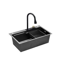 Кухонна мийка Kroner KRP Schwarze - SET7546HM PVD (3.0/0.7 мм) CV032277, Чорний - мініатюра 7