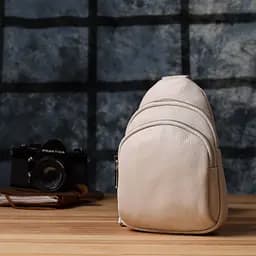 Сумка-слінг із натуральної шкіри для жінок Vintage 22936 біла - мініатюра 8