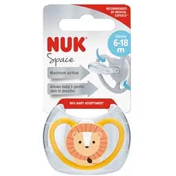 Пустышка ортодонтическая Nuk Space Лев размер 2 силиконовая (3952610)