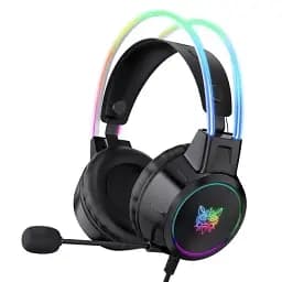 Игровые наушники проводные Onikuma X15 PRO геймерская гарнитура с микрофоном и RGB подсветкой Black (19113)