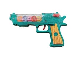 Пістолет 0307 на батарейках, світло, звук, в коробці (6990279410010) Бірюзовий