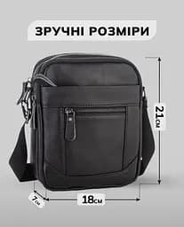 Сумка чоловіча планшет через плече шкіряна чорна (N5386) - мініатюра 3