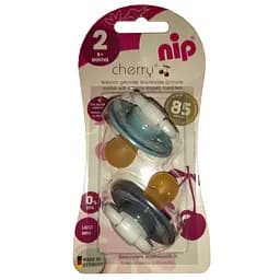 Круглая пустышка Nip Вишенка, латексная, с 6 мес., 2 шт., синий с голубым (91001)