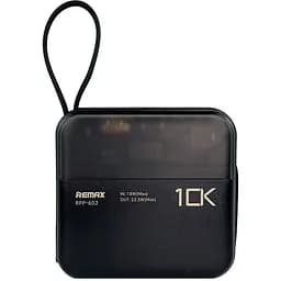 Павербанк Remax RPP-602 / 10000 мАг / до 22.5 Вт / USB-A, USB-C, Lightning / PD + QC / З кабелем / Чорний