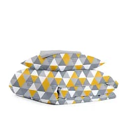 Дитяча постільна білизна в ліжечко TRIANGLES CS1, жовтий (DeltaYellowGrey_52Grey_140)