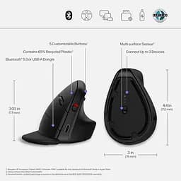 Комп'ютерна миша HP 920 Ergonomic Vertical WL/BT чорний teh0014074 - мініатюра 2