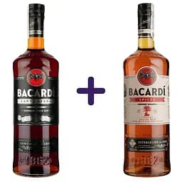 Набір: Ром Bacardi Carta Negra 40% 1 л + Спиртний напій на основі рому Bacardi Spiced 40% 1 л