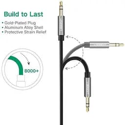 Кабель аудіо Ugreen AV119 3.5 mm AUX круглий та прямі штекери 1M Black (10720) - мініатюра 3