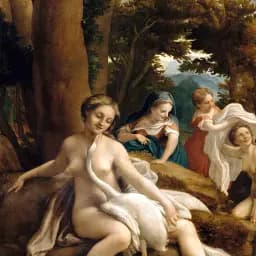 Інтер'єрна картина Леда і лебідь, Антоніо да Корреджо, Antonio da Correggio, Leda and the Swan, інтер'єрний декор, 48×60 см (id6968) - мініатюра 5