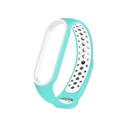 Силіконовий ремінець для фітнес браслета XiaomiXiaomi Smart Band 5 6 7 Blue White Sport Блакитний Спортивний