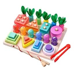 Детская деревянная игрушка "4 в 1" Bambi C15001 рыбалка, вкладыши