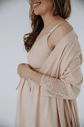 Халат для вагітних та годуючих матусь Soft&Lace для майбутніх мам 2XL Мамин Дім бежевий - мініатюра 5