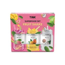 Подарочный набор Tink Superfood Set Fruit Shake: Гель для душа Гуава и мята, 150 мл + Шампунь для поврежденных волос Манго и жидкий шелк, 150 мл + Бальзам для сухих и ослабленных волос Кокос и пшеничные протеины, 150 мл