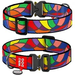 Ошейник для собак Waudog Nylon нейлоновый с QR паспортом рисунок Витраж Размер XXL
