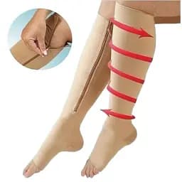 Лікувальні компресійні гольфи Zip Sox від варикозу на блискавці тілесні - мініатюра 2