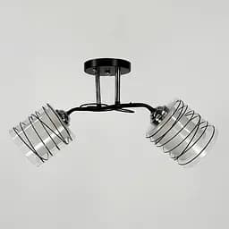 Стельовий чорний світильник на 2 подвійних плафони 50х15 см | Line F | Арт. 6190/2A BK+CH