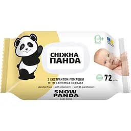 Вологі серветки для немовлят Снігова Панда Ромашка з клапаном 72 шт.
