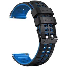 Ремешок силиконовый Tamister для часов Sport 2 черный с синим 22 мм.