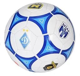 М'яч футбольний EV-3164 білий із синім українські клуби 5 розмір, ПВХ 2 шари, 32 панелі, ігровий м'яч