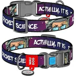 Ошейник для собак Waudog Nylon нейлоновый с QR-паспортом рисунок Космос. Ракетостроение Размер S (4823089340654)