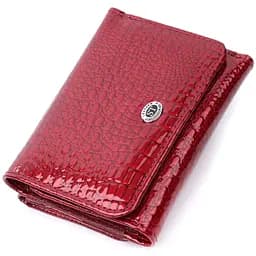 Стильний жіночий фактурний гаманець із натуральної шкіри ST Leather 22731 червоний