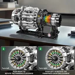 Конструктор двигун Mould King авіаційний турбореактивний Turbojet Engine Mechanical  моторозований дитячий мотор 1247 деталей - мініатюра 5