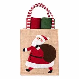 Подарочный набор полотенец в мешочке Ardesto Christmas Santa 38х63см, 2шт, 100% хлопок, красный, зеленый (ART3863HSB)
