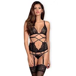 Комплект белья- корсет и стринги Obsessive Mixty L/XL черный