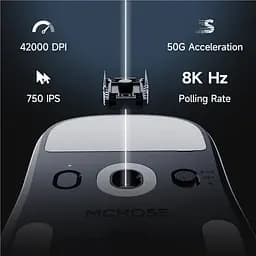 Ігрова бездротова мишка MCHOSE A7 v2 Ultra PLUS / Три режими підключення / Сенсор PAW3950Ti / 42000 DPI / White - мініатюра 7