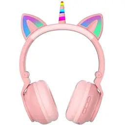 Беспроводные наушники LED с кошачьими ушками единорог STN-27 Pink