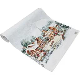 Доріжка гобеленова з велюром Прованс Зимове місто 100х35 см біла (31345)