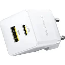 Мережевий зарядний пристрій Baseus Palm Fast Charger Type-C+USB 20W P10111608213-00 White - мініатюра 3