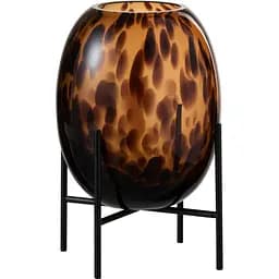 Ваза J-Line стеклянная с леопардовым принтом на металлических ножках 24 см (96627)
