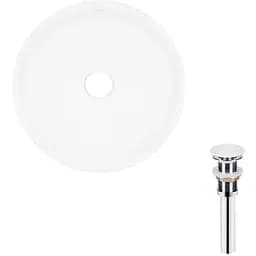 Умивальник Qtap Owl накладний кругла 400x400x155 мм White + донний клапан PU02, Білий