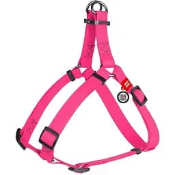 Шлея для собак Waudog Waterproof водостійка з QR паспортом, металічна пряжка-фастекс, рожевий