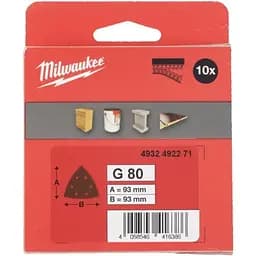 Папір шліфувальний MILWAUKEE, 93х93х93мм HL, зерно 80, (10шт)